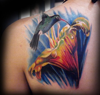 Tattoos - Hummingbird on flower